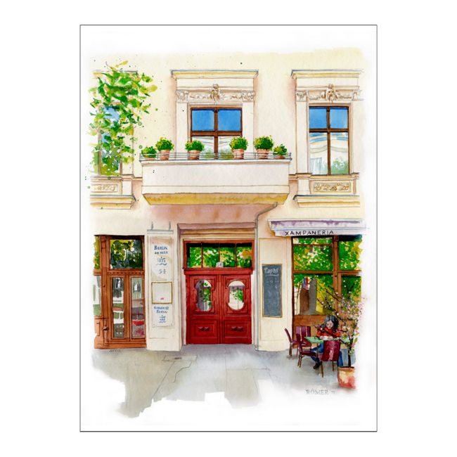 Haustür Kollwitzstrasse. Aquarell