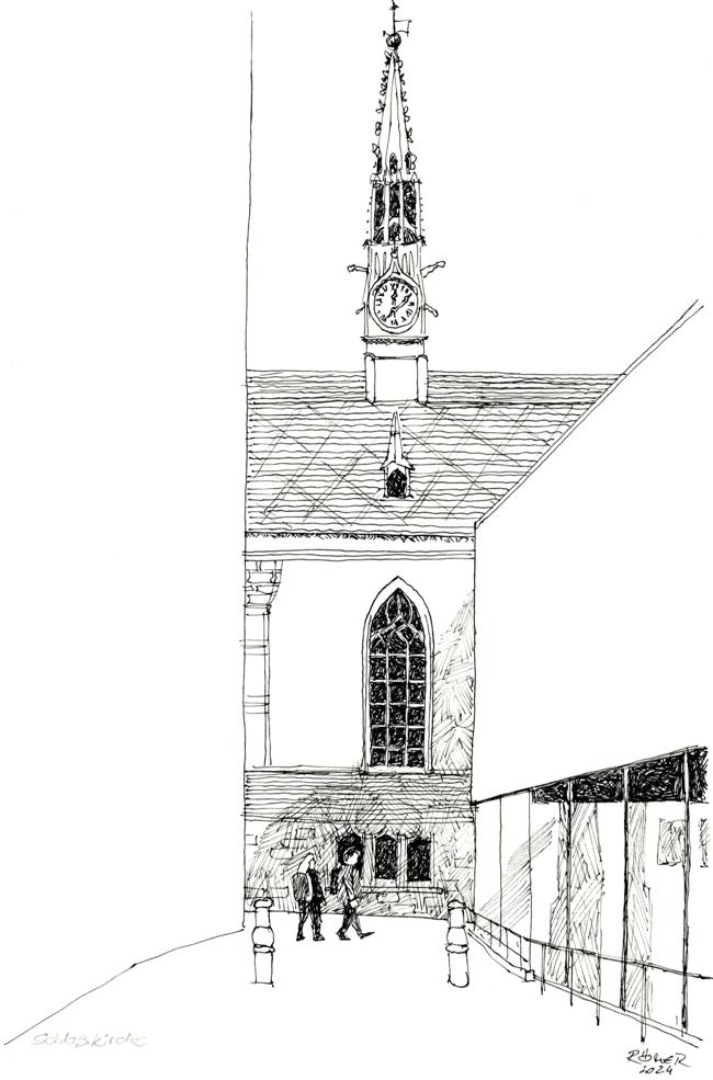 Schlosskirche. Tusche auf Papier