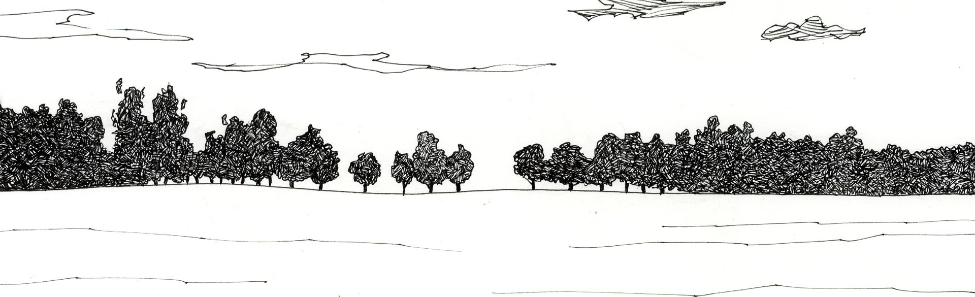 Zeichnung Michael Römer. Ausschnitt einer Brandenburger Landschaft